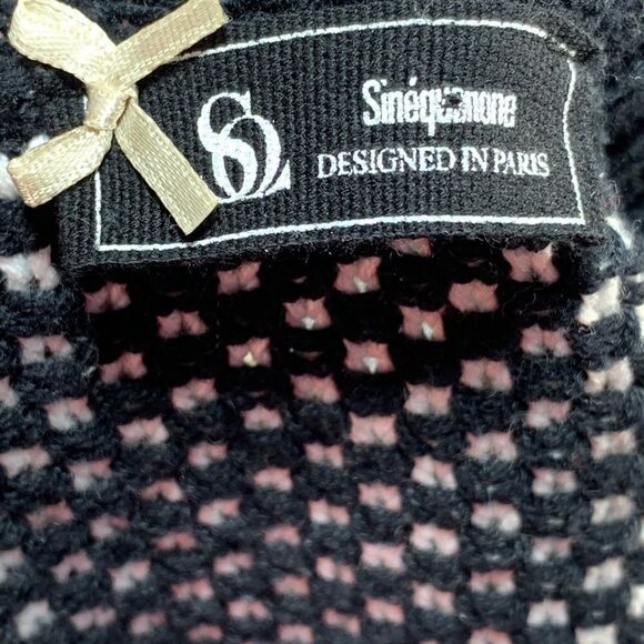 SINEQUANONE Paris Knit Offset Zip Moto Style Black and White Jacket - Picture 3 of 9